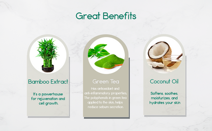 Natural Soap Bar, Infused with Green Clay, Bamboo, and Green Tea.